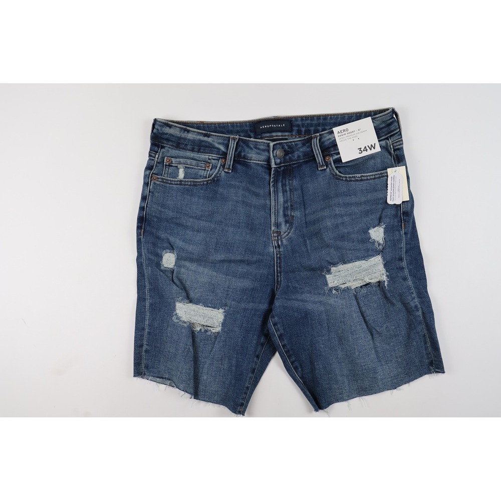 Aeropostale Denim Shorts Premium Air Distressed Blue 34W NWT 60